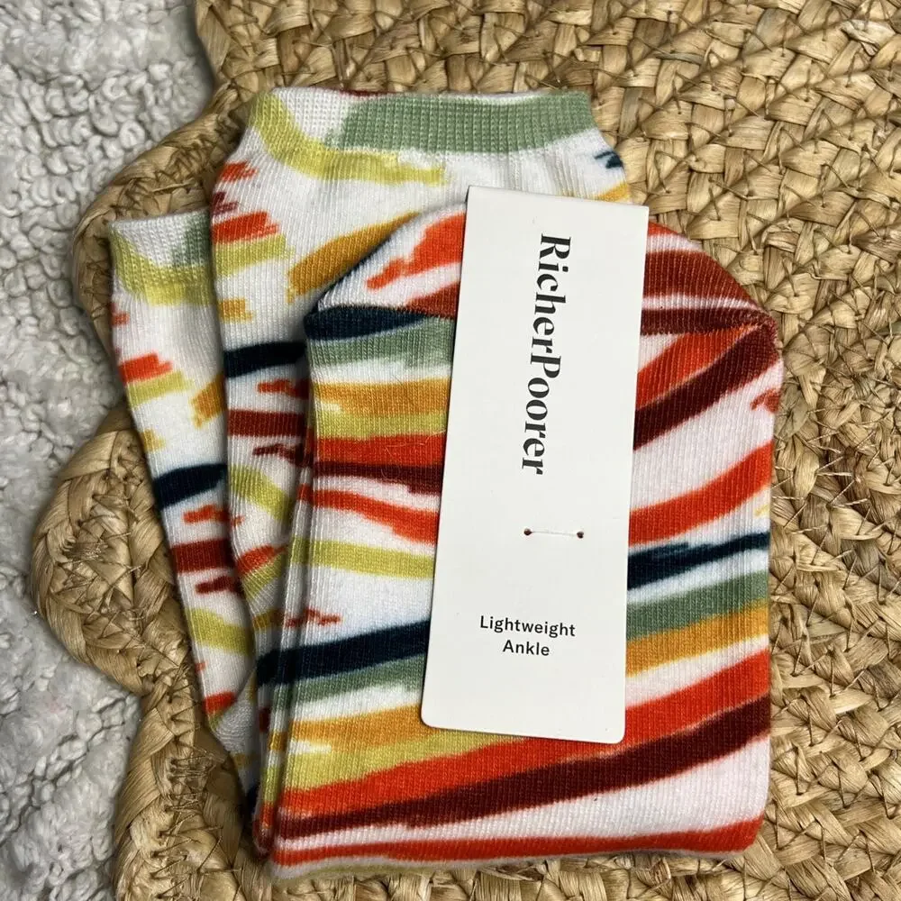 Richer Poorer Women’s Ankle Socks Paintbrush Stripes Lightweight Colorful